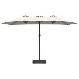 Berkfield Home Garden Parasol Folding Sand 385 x 209 x 244 cm Fabric in Brown - thumbnail 4