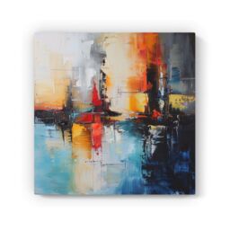 "Warren Reed - Designer Reflective Splendour: City In Abstract Canvas - Size: W30"" x H30""" - thumbnail 2