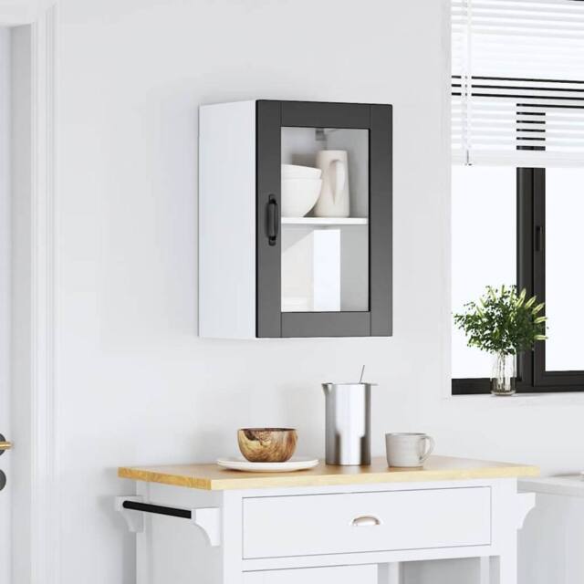 Berkfield Home Kitchen Wall Cabinet with Glass Door¬†Porto Black - image 1
