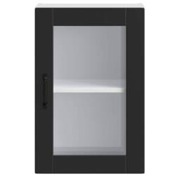 Berkfield Home Kitchen Wall Cabinet with Glass Door¬†Porto Black - thumbnail 6