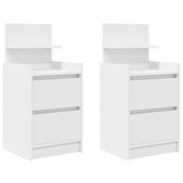 Berkfield Home Bedside Cabinets with 2 Drawers 2 pcs White 38x34x80 cm - Size: 38 x 34 x 80 cm - thumbnail 2