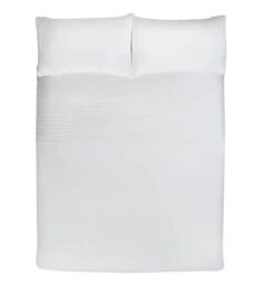 Smart Living Luxury Pintuck Pleated Striped Panel Duvet Cover With Pillowcases in White - Size: King - thumbnail 3