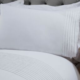 Smart Living Luxury Pintuck Pleated Striped Panel Duvet Cover With Pillowcases in White - Size: King - thumbnail 2