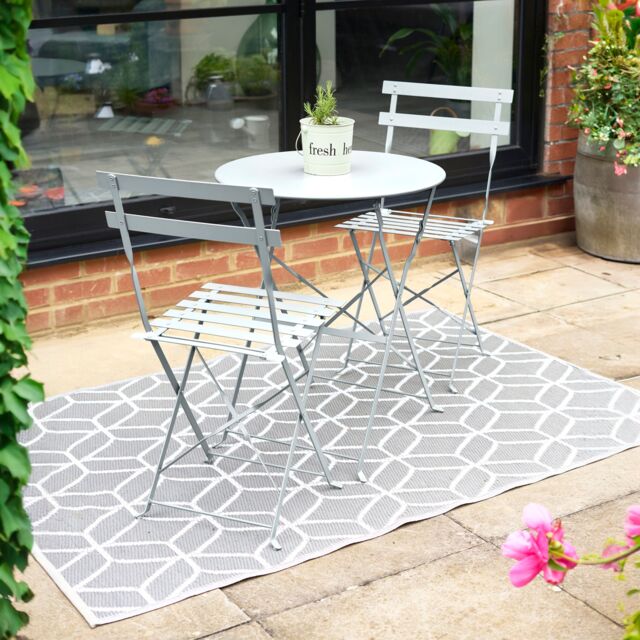 Bravich LTD Manarola 3 Piece Garden Foldable Metal Bistro Set in Grey - image 1