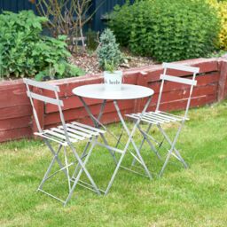 Bravich LTD Manarola 3 Piece Garden Foldable Metal Bistro Set in Grey - thumbnail 2