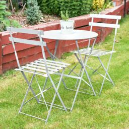 Bravich LTD Manarola 3 Piece Garden Foldable Metal Bistro Set in Grey - thumbnail 8
