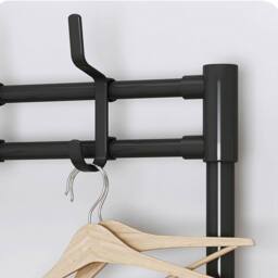 Living and Home 3-Tier Shoe Rack with Coat Hanger 60cm W x 140cm H Garmen Rack Coat Rack in Black - Size: Small - thumbnail 9