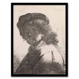 Artery8 Rembrandt van Rijn Self Portrait in a Cap & Scarf Framed Art Print in White - Size: A3 - thumbnail 1