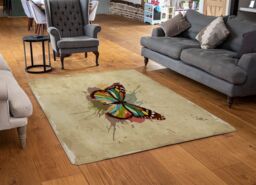 Benjamin Tate Design Butterfly & Paint Splats Rug in Natural - Size: Large - thumbnail 2