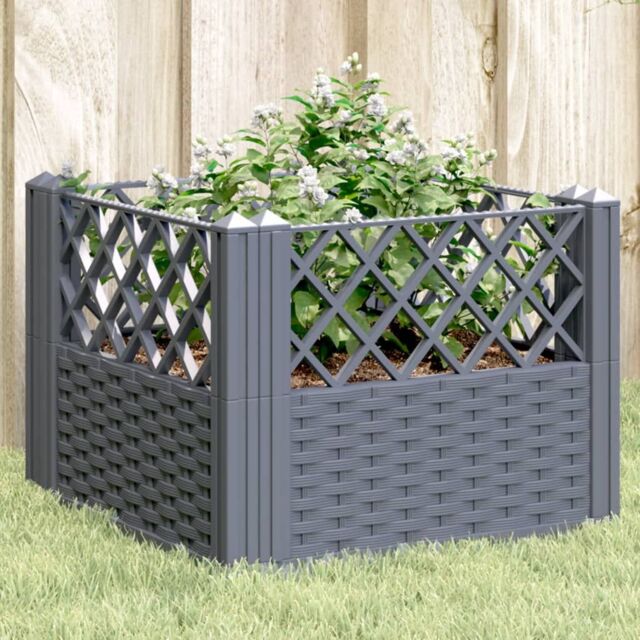 Berkfield Home Garden Planter with Pegs Blue Grey 43.5x43.5x43.5 cm PP - image 1