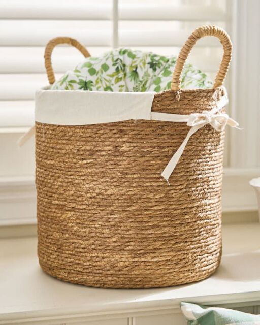 Dibor Natural Woven Seagrass Medium Indoor Storage Basket with Cotton Lining - image 1
