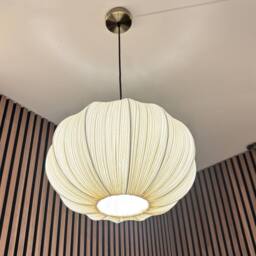 CGC Lighting Palmira Large Oval Stretch Ruffled Silk Fabric Lampshade in Cream - thumbnail 8