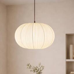 CGC Lighting Palmira Large Oval Stretch Ruffled Silk Fabric Lampshade in Cream - thumbnail 3