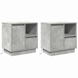 Berkfield Home Bedside Cabinets with LED 2 pcs Concrete Grey 50x34.5x50 cm - thumbnail 1