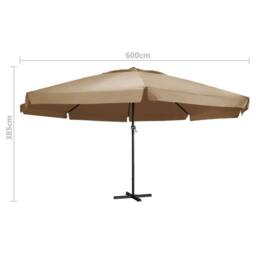Berkfield Home Outdoor Parasol with Aluminium Pole 600 cm Taupe in Beige - thumbnail 6