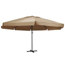 Berkfield Home Outdoor Parasol with Aluminium Pole 600 cm Taupe in Beige - thumbnail 1