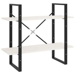 Berkfield Home 2-Tier Book Cabinet White 80x30x70 cm Solid Pine Wood - Size: 80 x 30 x 70 cm - thumbnail 2