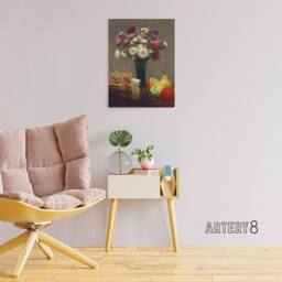 "Artery8 Asters & Fruit on a Table Latour Canvas Wall Art Print - Size: W18"" x H24""" - thumbnail 3