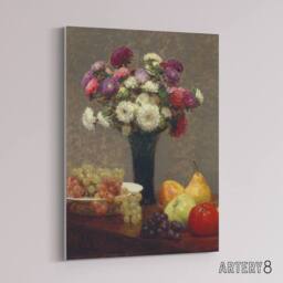 "Artery8 Asters & Fruit on a Table Latour Canvas Wall Art Print - Size: W18"" x H24""" - thumbnail 2