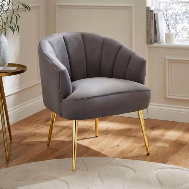 GFW Pettine Velvet Accent Chair in Grey - image 1