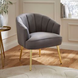 GFW Pettine Velvet Accent Chair in Grey - thumbnail 1