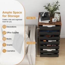 Costway 7-Drawer Storage Cabinet Mobile File Organizer Filing Dresser Chest in Brown - thumbnail 6
