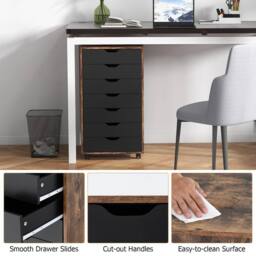 Costway 7-Drawer Storage Cabinet Mobile File Organizer Filing Dresser Chest in Brown - thumbnail 9