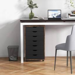 Costway 7-Drawer Storage Cabinet Mobile File Organizer Filing Dresser Chest in Brown - thumbnail 3