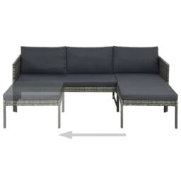 Berkfield Home 3 Piece Garden Lounge Set with Cushions Poly Rattan Grey - thumbnail 3