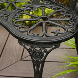 Home Source Cast Aluminium Garden Bench Metal Frame 2 Seater Patio Chair in Black - thumbnail 3