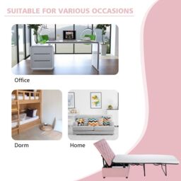 Gymax Convertible Sofa Bed Folding Ottoman Sleeper Space Saving Lounger in Pink - thumbnail 9