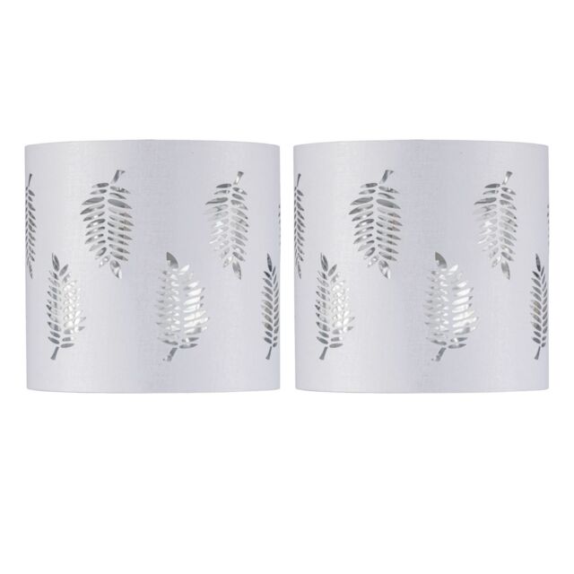 First Choice Lighting Set of 2 Fern - White Cut Out 15.5cm Table Lamp Shades - image 1