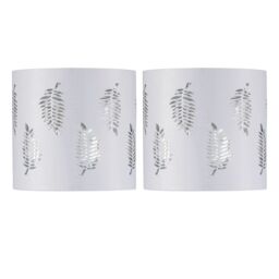 First Choice Lighting Set of 2 Fern - White Cut Out 15.5cm Table Lamp Shades - thumbnail 1
