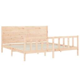 Berkfield Home Beautiful Bed Frame with Headboard 200x200 cm Solid Wood in Light Oak - thumbnail 5