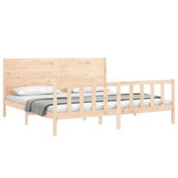 Berkfield Home Beautiful Bed Frame with Headboard 200x200 cm Solid Wood in Light Oak - thumbnail 1