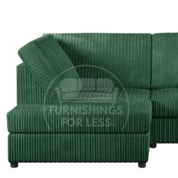 Furnishings For Less UK Luxor Jumbo Cord Large 5 Seater Corner Sofa Long Left Hand Facing - Full Back in Green - thumbnail 2