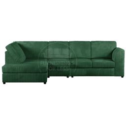 Furnishings For Less UK Luxor Jumbo Cord Large Left Hand 5 Seat Corner Sofa Full Back in Green