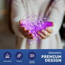 Desiretech LED Battery-Powered Fairy Lights Copper Wire String Lights 2Pack 50LED in Purple - thumbnail 4