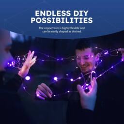 Desiretech LED Battery-Powered Fairy Lights Copper Wire String Lights 2Pack 50LED in Purple - thumbnail 5