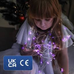 Desiretech LED Battery-Powered Fairy Lights Copper Wire String Lights 2Pack 50LED in Purple - thumbnail 8