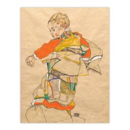 Artery8 Egon Schiele Framed Wall Art Anton Peschka Jr Portrait of a Child in Beige - Size: A4 - thumbnail 3