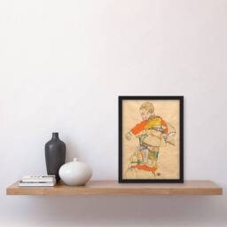 Artery8 Egon Schiele Framed Wall Art Anton Peschka Jr Portrait of a Child in Beige - Size: A4 - thumbnail 2