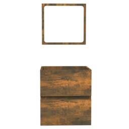Berkfield Home Premium Bathroom Cabinet with Mirror Smoked Oak Engineered Wood in Brown - thumbnail 5