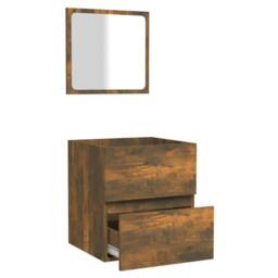 Berkfield Home Premium Bathroom Cabinet with Mirror Smoked Oak Engineered Wood in Brown - thumbnail 6