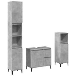 Berkfield Home 3 Piece Bathroom Furniture Set Concrete Grey Engineered Wood - thumbnail 1