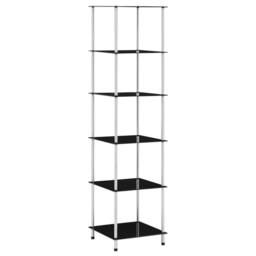 Berkfield Home Sturdy 6-Tier Shelf Black 40x40x160 cm Tempered Glass - Size: 40 x 40 x 160 cm - thumbnail 2