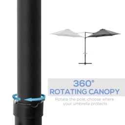 OUTSUNNY 2.5M Offset Roma Patio Umbrella W/ 360° Rotation & Base in Dark Grey - thumbnail 6