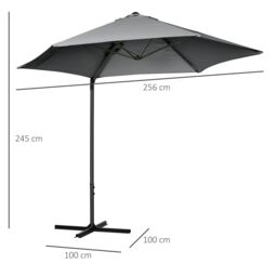 OUTSUNNY 2.5M Offset Roma Patio Umbrella W/ 360° Rotation & Base in Dark Grey - thumbnail 3