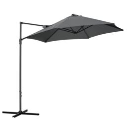 OUTSUNNY 2.5M Offset Roma Patio Umbrella W/ 360° Rotation & Base in Dark Grey - thumbnail 2