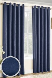 Enhanced Living Plain Thermal Room Darkening Pair of Curtains For Bedroom & Livingroom in Navy - Size: 168 cm width x 229 cm drop